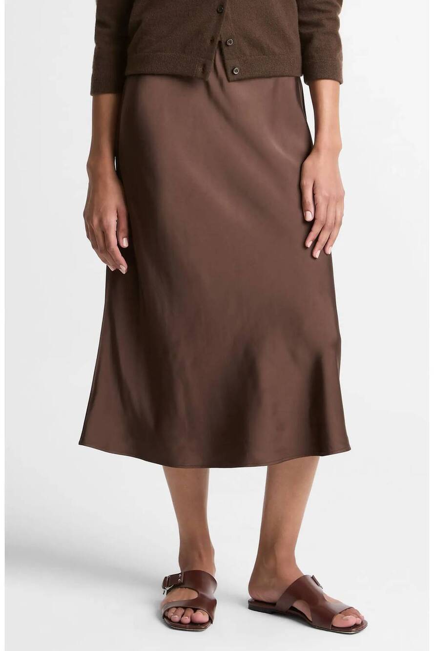 NEW VINCE women's pull on slip skirt in dark bark